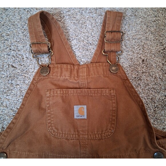 Carhartt Short Overalls Shortalls Brown Toddler 4T - Picture 4 of 11